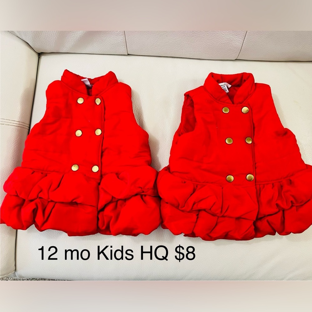 Kids HQ puffer vest- girl size 12 mo- set of two for twin girls